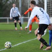 George Sippetts looks to create a chance for Colney Heath against Dunstable Town. Picture: LINDA BABAIE