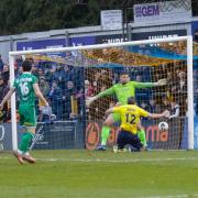 Mitchell Weiss equalises for St Albans City against Yeovil Town. Picture: JIM STANDEN