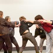 The Company of Teens rehearsing for 'The Machine Gunners'