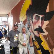 Artist Ant Steel and Mayor Cllr Anthony Rowlands at the mural