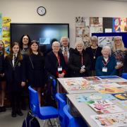 Three members of the long-running Hatfield Road Daycare group came to see the school art studios and meet with students who were producing artwork for the project
