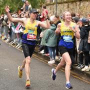 Gwynfor and Agnes Tyley of St Albans Striders at the Edinburgh Marathon. Picture: RICHARD UNDERWOOD