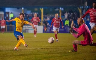 Chay Cooper fired St Albans City into an early lead at home to Ebbsfleet United. Picture: SACFC