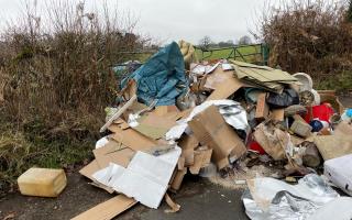 The rubbish left during the illegal dump on Coleman Green Lane.
