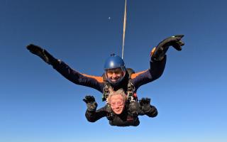 Doreen completed the sky-dive for a hospice that is supporting her daughter, who has sadly been diagnosed with cancer.
