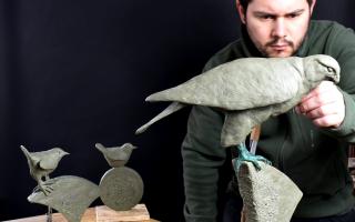 Elliot Channer creating his life-sized bird sculptures